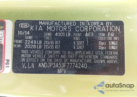 2015 Kia Soul + из США, поврежденный, VIN KNDJP3A53F7774240